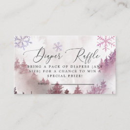 Winter Snöflingor Rosa Diaper Raffle Biljett Tilläggskort