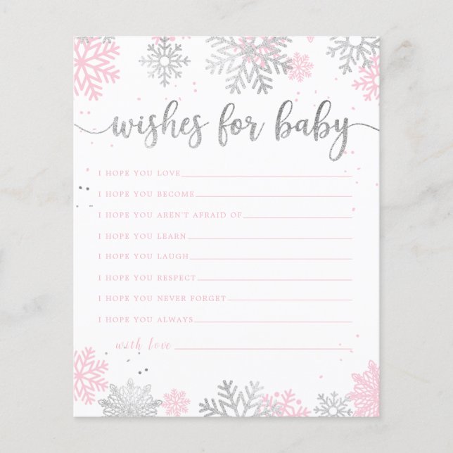 Winter Snöflingor Rosa och Silver Önskemål för Bab (Framsida)