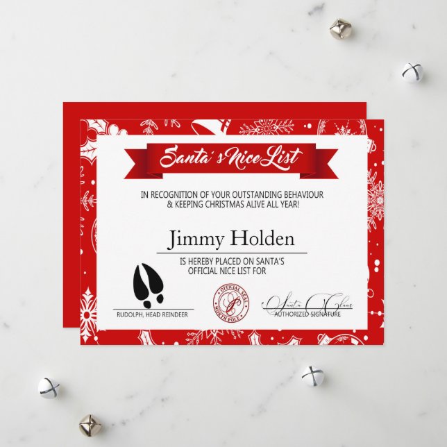 Winter Snöflingor Santa's Nicelista Julkort (Fram/Back In Situ)