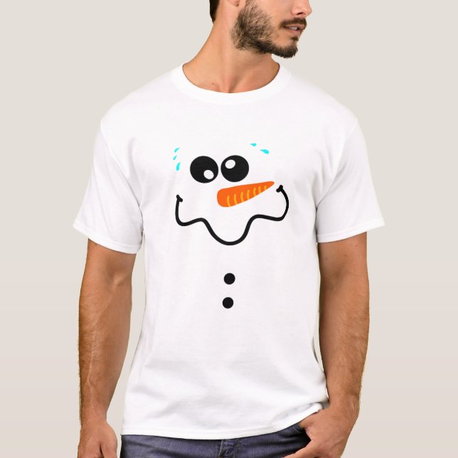 Winter Snögubbe Funny Ansikte Carrot Nose-jul T Shirt (Framsida)