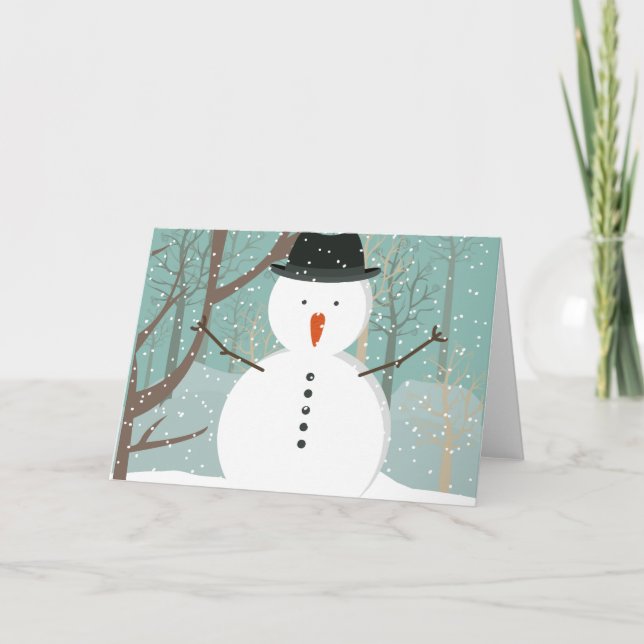 Winter Snögubbe Greeting Card Helgkort (Framsida)