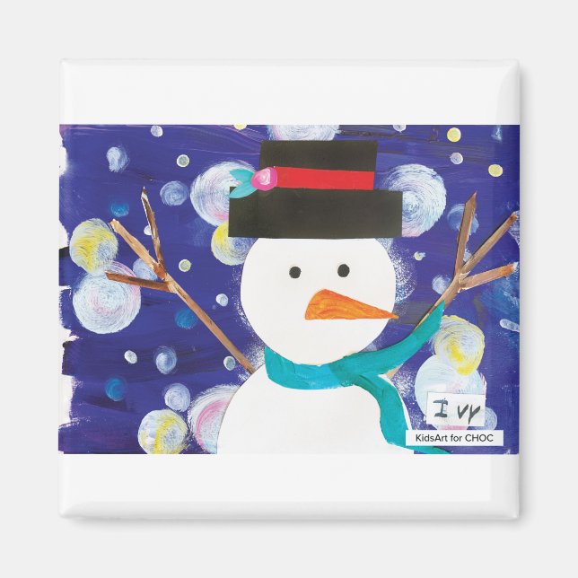 Winter Snögubbe Magnet (Framsidan)