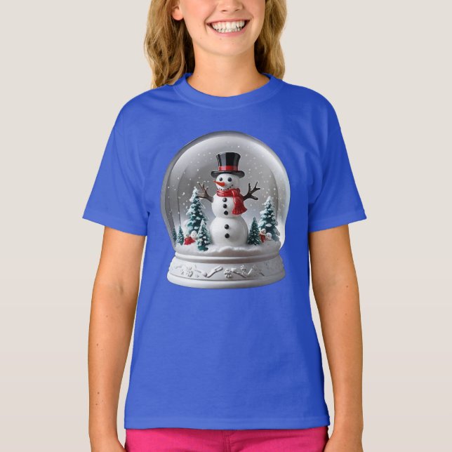 Winter Snögubbe Snowglobe T Shirt (Framsida)