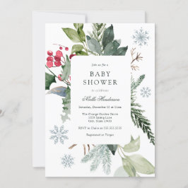 Winter Snow and Evergreen Baby Shower  Inbjudningar