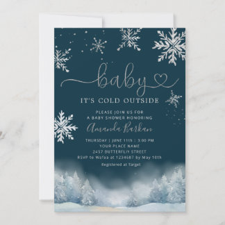 Winter Snow Baby It's Cold Outside Baby Shower Inbjudningar