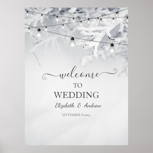 Winter Snow Branches Wedding Poster (Framsidan)