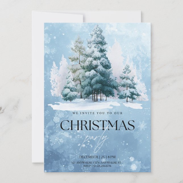 Winter Snow Christmas Party Invitation Inbjudningar (Framsida)