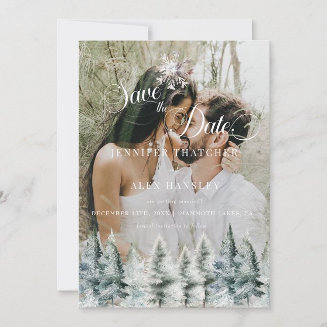 Winter Snow Christmas Wedding Save the Date Invita Inbjudningar (Framsida)