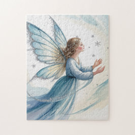 Winter Snow Fairy Watercolor Art Pussel
