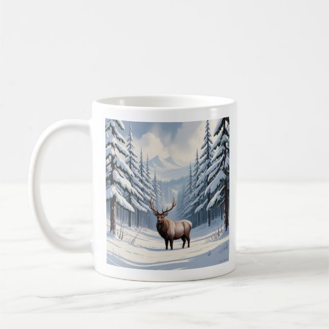 Winter Snow Pine Ceramic Mug (11oz) Kaffemugg (Vänster)