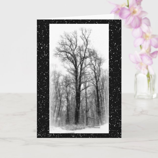 Winter Snow & Poplar Tree Blank Greeting Card Kort (Orkide)