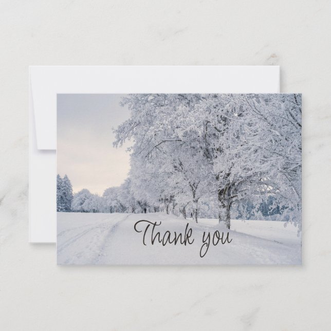 Winter Snow Scenery Frost Trees Thank You Tack Kort (Framsida)