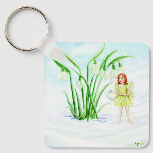 Winter Snowdroppe Fairy Magic Nyckelring (Framsida)
