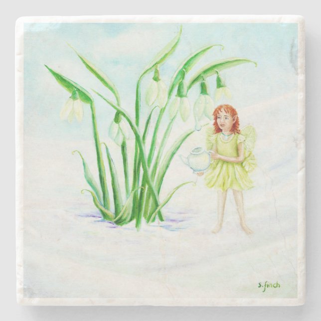 Winter Snowdroppe Fairy Magic Stenunderlägg (Framsidan)