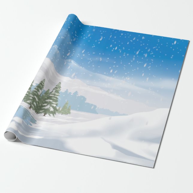 Winter Snowfall Glad helg Wrapping Papper Presentpapper (Utrullad)