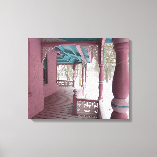 Winter Snowfall på Rosa Porch - Martha's Vineyard Canvastryck (Framsida)