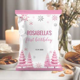 Winter Snowflake 1:a födelsedagen Chip Bag Wrapper Reklamblad