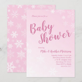 Winter Snowflake Baby Shower Rosa Girl Inbjudningar