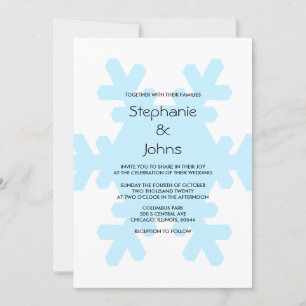 Winter Snowflake Blue White Classy Elegant bröllop Inbjudningar