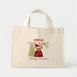 Winter Snowflake Cute Red Nosed Reindeer Christmas Mini Tygkasse