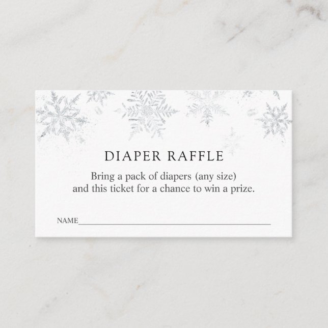 Winter Snowflake Diaper Raffle Biljett Tilläggskort (Framsida)