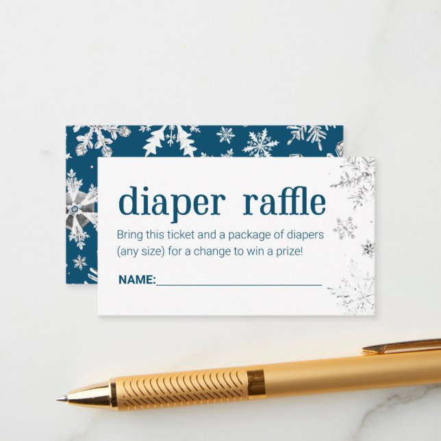 Winter Snowflake Diaper Raffle Biljett Tilläggskort (Fram/Back In Situ)