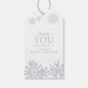 Winter Snowflake Dusty Blue Shower Tack Presentetikett