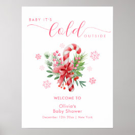 Winter Snowflake Festive Candy Baby Shower Welcome Poster