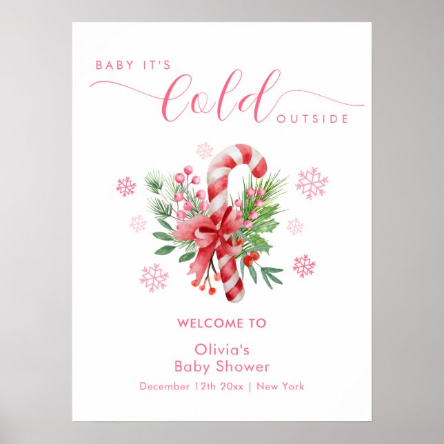 Winter Snowflake Festive Candy Baby Shower Welcome Poster (Framsidan)
