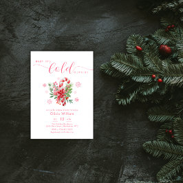 Winter Snowflake Festive Candy Cane Baby Shower Inbjudningar