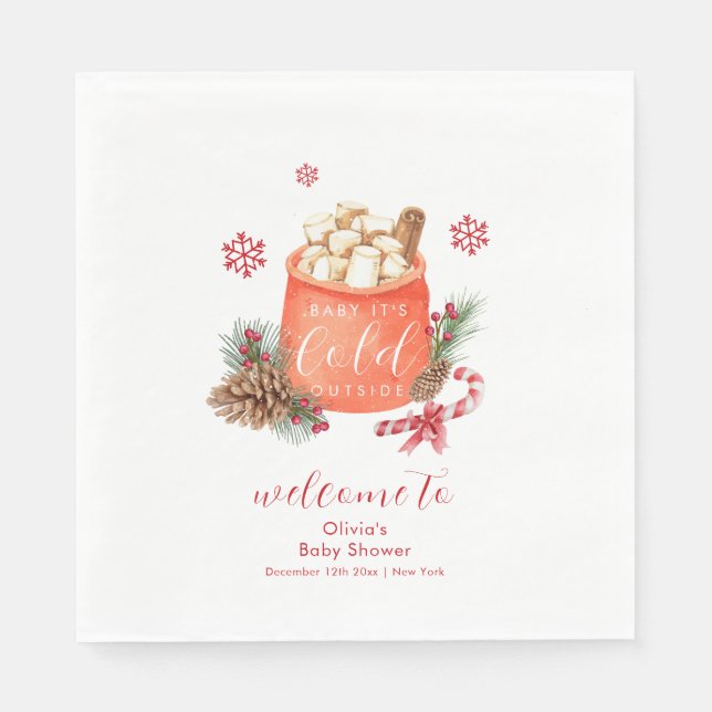 Winter Snowflake Festive Smore Baby Shower Welcome Pappersservett (Framsidan)