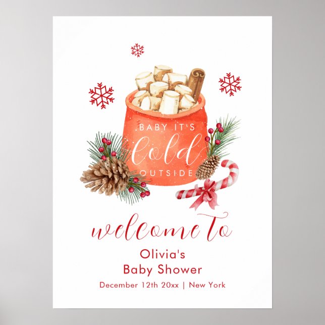 Winter Snowflake Festive Smore Baby Shower Welcome Poster (Framsidan)