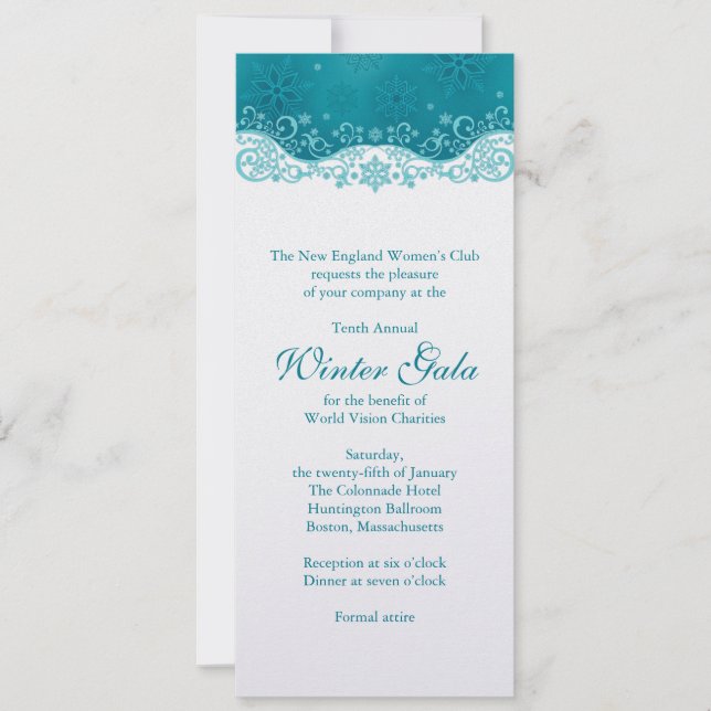 Winter Snowflake Gala Fundraiser Corporate Party Inbjudningar (Framsida)