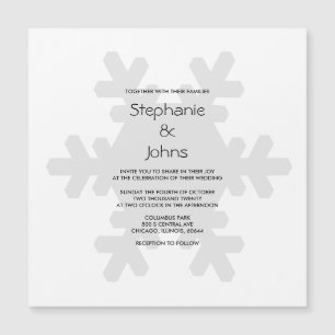 Winter Snowflake Grått White Grått Elegant bröllop Magnetisk Inbjudningskort