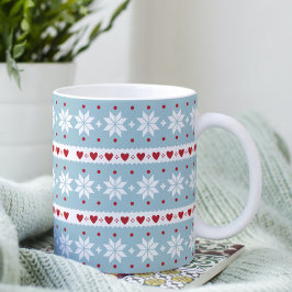 Winter Snowflake Hearts Designer Coffee Mugg