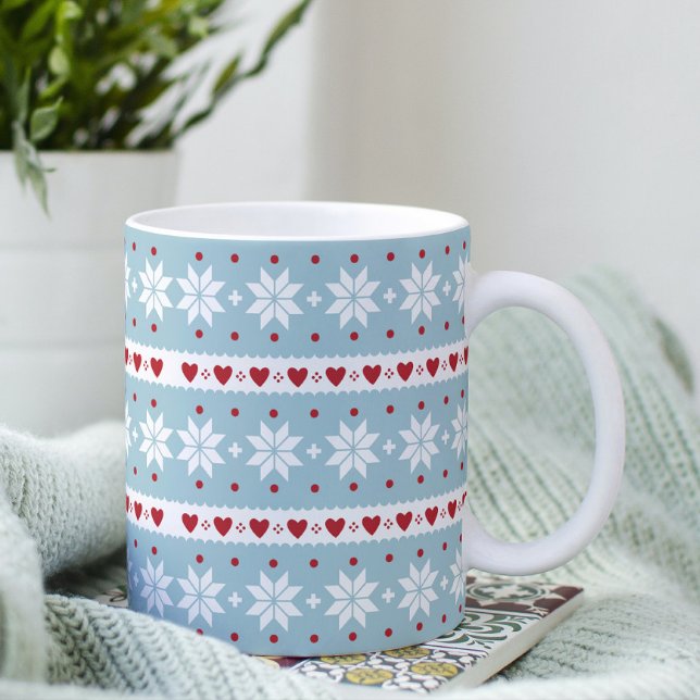 Winter Snowflake Hearts Designer Coffee Mugg (Skapare uppladdad)