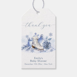 Winter Snowflake Ice Skate Baby Shower Presentetikett