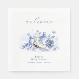 Winter Snowflake Ice Skate Baby Shower Welcome Pappersservett