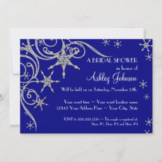 Winter Snowflake Jewels Bling Swirl Shower Inbjuda Inbjudningar