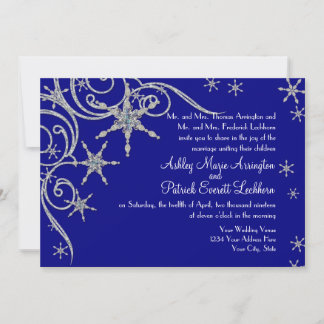 Winter Snowflake Jewels in Bling Swirl Bröllop Car Inbjudningar