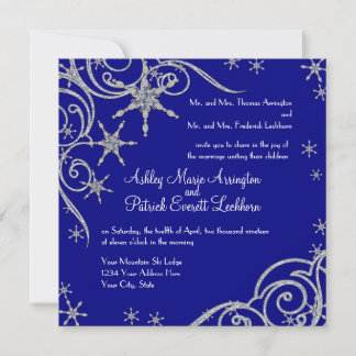 Winter Snowflake Jewels in Bling Swirl Bröllop Car Inbjudningar