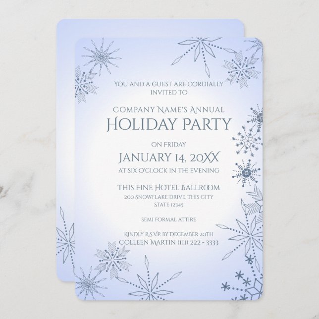 Winter Snowflake-Julfest Inbjudningar (Fram/baksida)