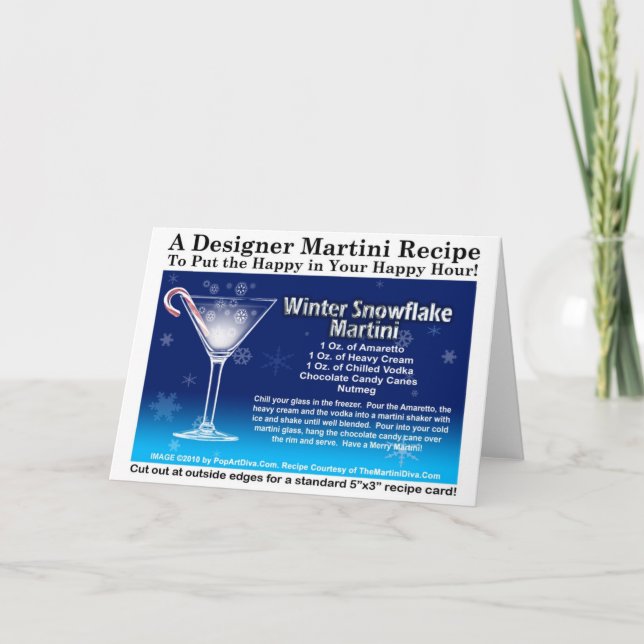 WINTER SNOWFLAKE MARTINI MOTTAR GREETING CARD HELGKORT (Framsida)