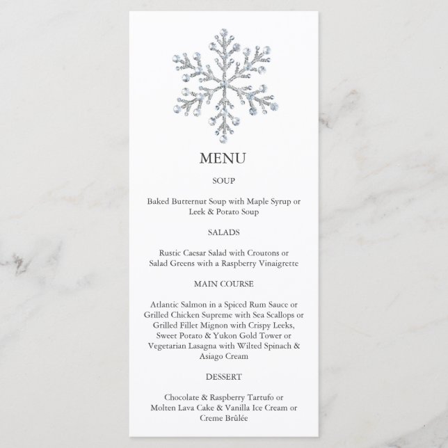Winter Snowflake Menu (vit) Meny (Framsida)