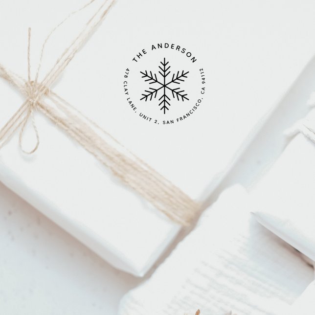 Winter Snowflake Modern Round Returadress Självfärgande Stämpel (Skapare uppladdad)