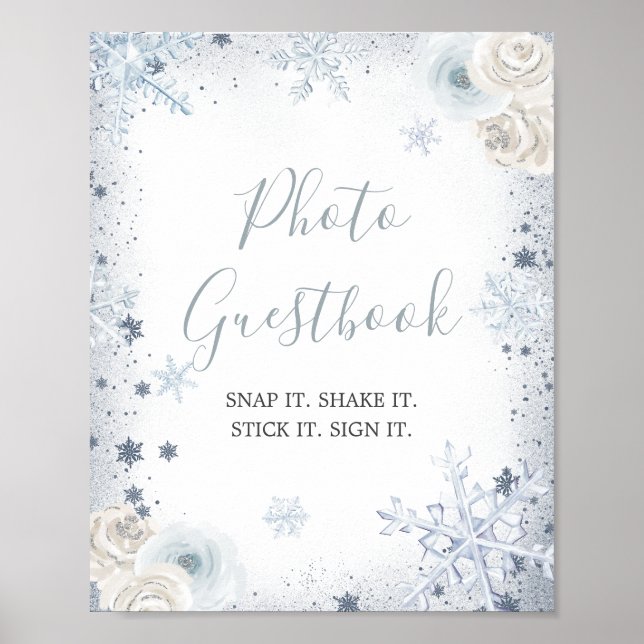 Winter Snowflake Möhippa Photo Guestbook Poster (Framsidan)