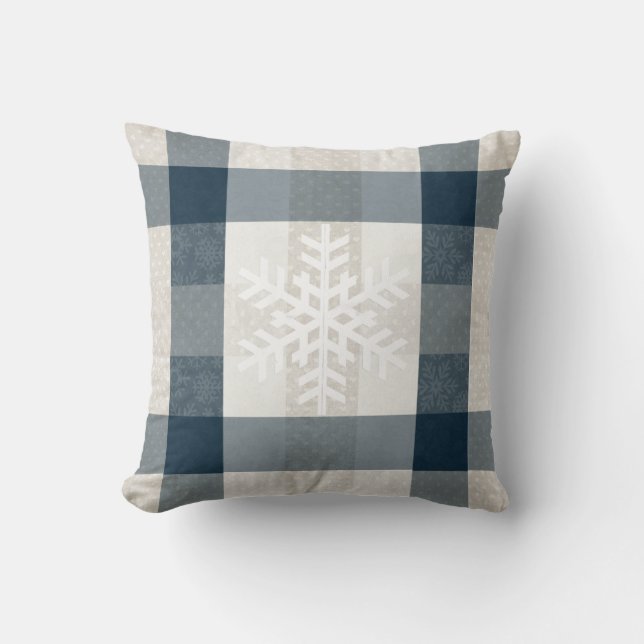 Winter Snowflake Play Favorite Sak Blue Cream Kudde (Framsida)