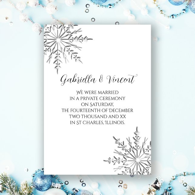 Winter Snowflake Private Giftermål / Elopement Julkort (Skapare uppladdad)