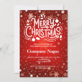 Winter Snowflake Red white God jul party Inbjudningar