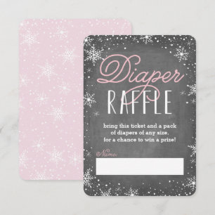 Winter Snowflake Rosa Baby Diaper Raffle Biljett Inbjudningar